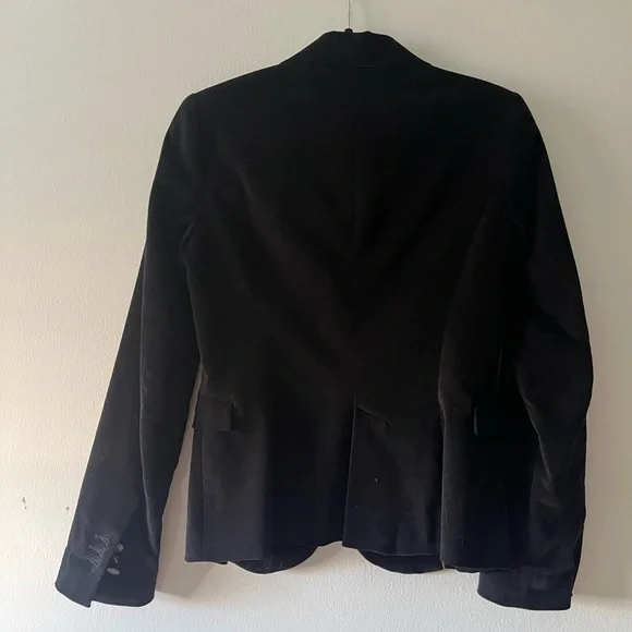 Zara Black Velvet Blazer with Leopard Accents - Picture 2 of 8